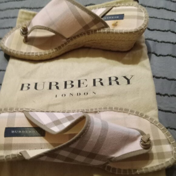 Vintage Burberry Pink Nova Check Linen Espadrille - Picture 3 of 3